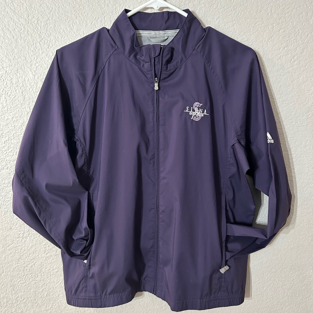Adidas climaproof windbreaker women’s purple small Siena golf club logo